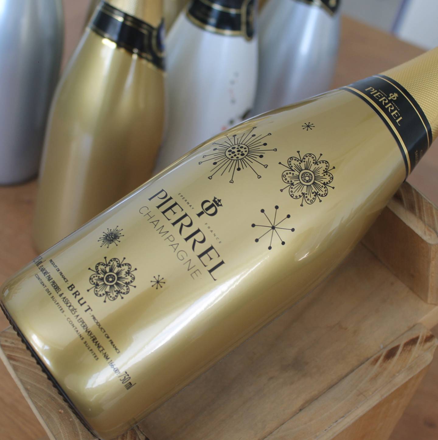 Pierrel golden champagne bottle